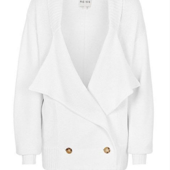 REISS Lukie Knitted Ivory White Cardigan - Picture 2 of 5